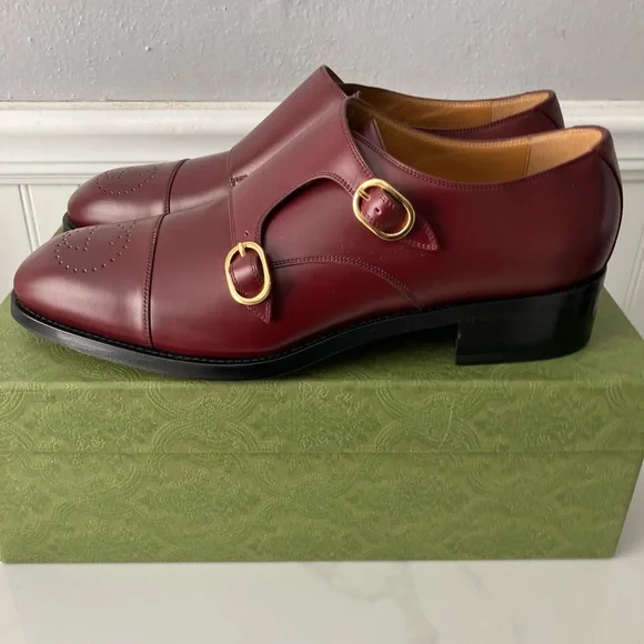 Gucci Burgundy Double Monk Strap Shoes Gucci Burgundy Double Monk Strap Shoes main image 2
